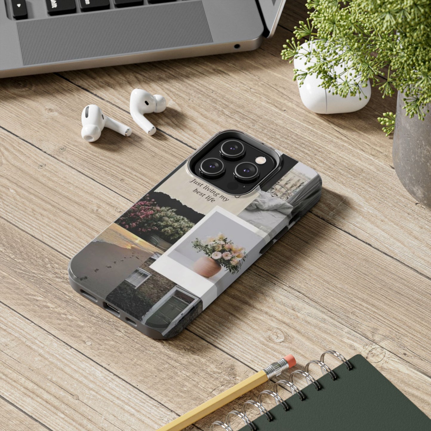 Inspirational Floral Phone Case – Cover with "Just Living My Best Life"