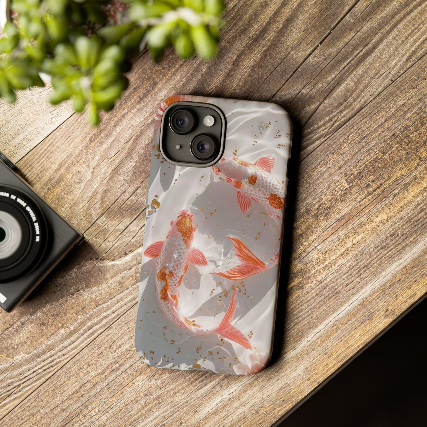 Koi Fish Phone Case "Serene Gold Fleck Watercolor"