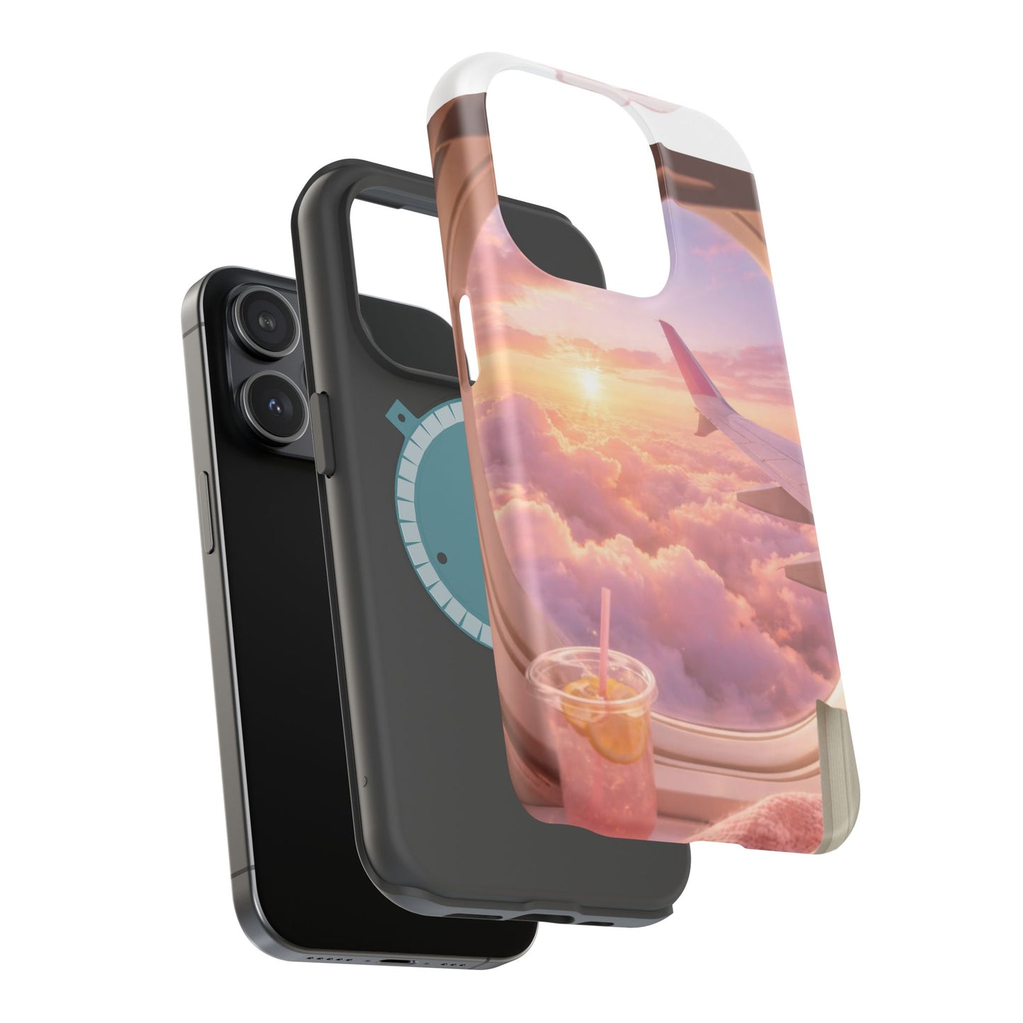 iPhone Magnetic Case "Airplane Window Sunset Travel"
