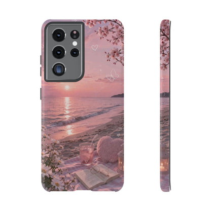 Pink Sunset Beach Phone Case "Romantic Coastal"