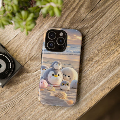 Cute Plush Penguins Beach Phone Case