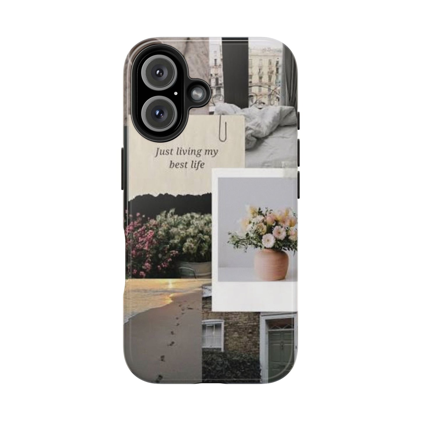 Inspirational Floral Phone Case – Cover with "Just Living My Best Life"