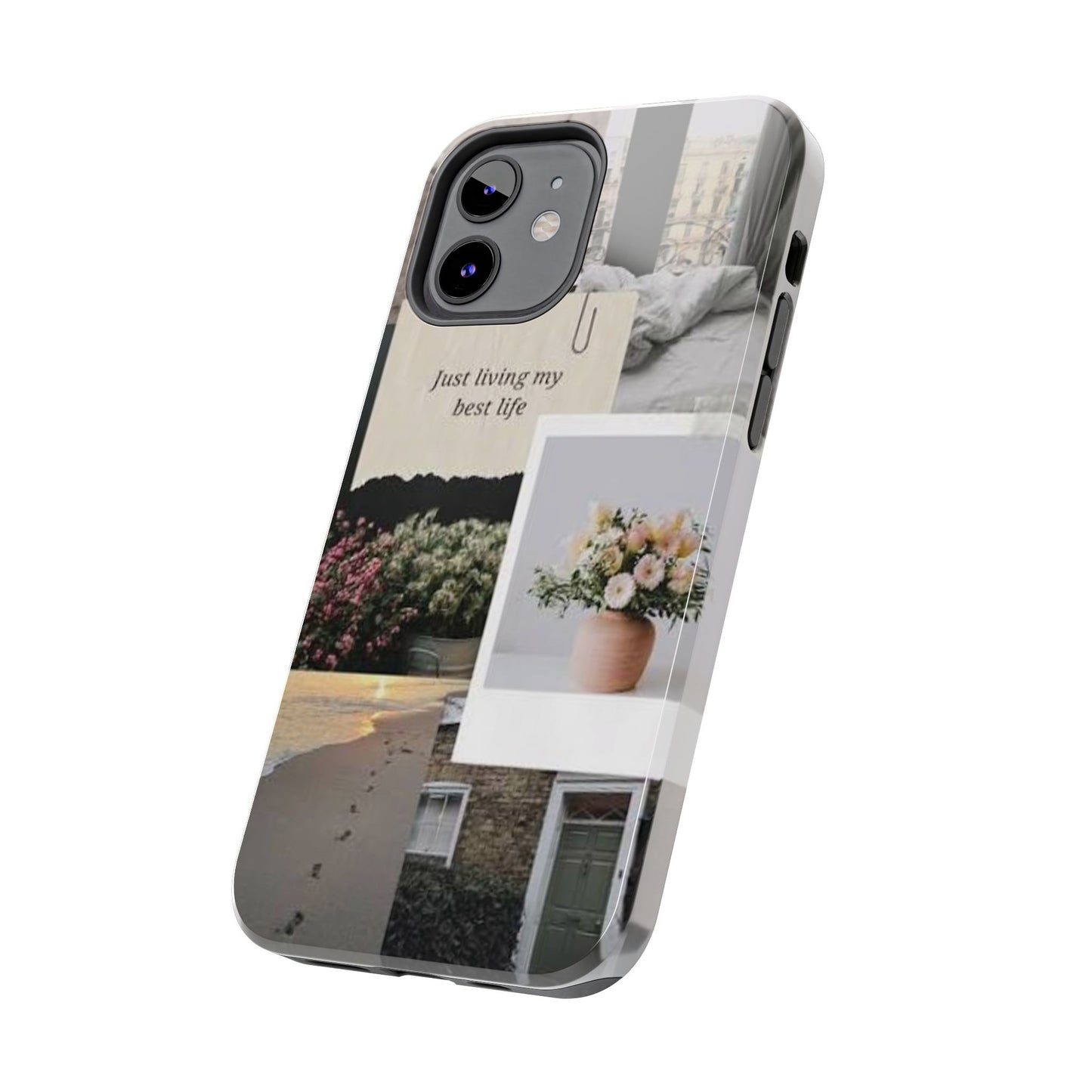 Inspirational Floral Phone Case – Cover with "Just Living My Best Life"