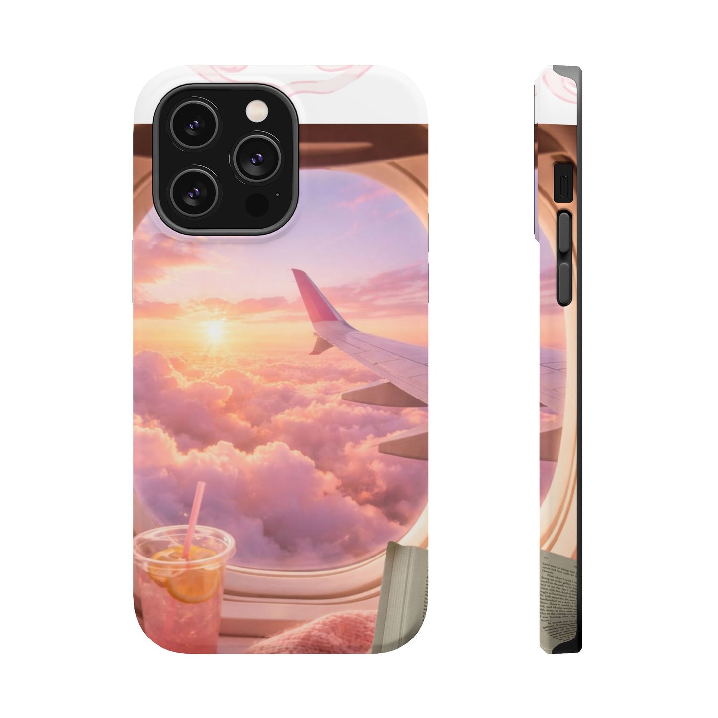 iPhone Magnetic Case "Airplane Window Sunset Travel"
