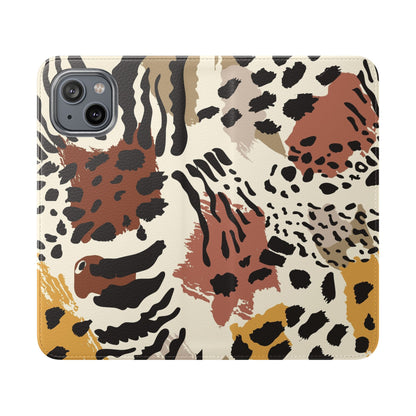 Leopard Patchwork Flip Wallet Case with Card Slots