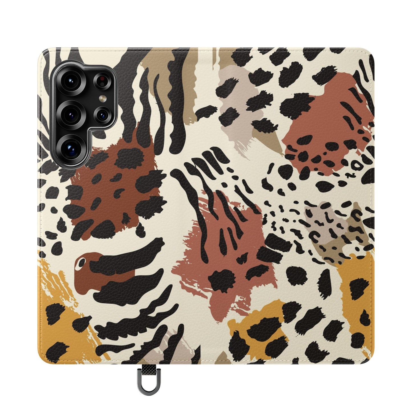Leopard Patchwork Flip Wallet Case with Card Slots