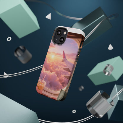 iPhone Magnetic Case "Airplane Window Sunset Travel"