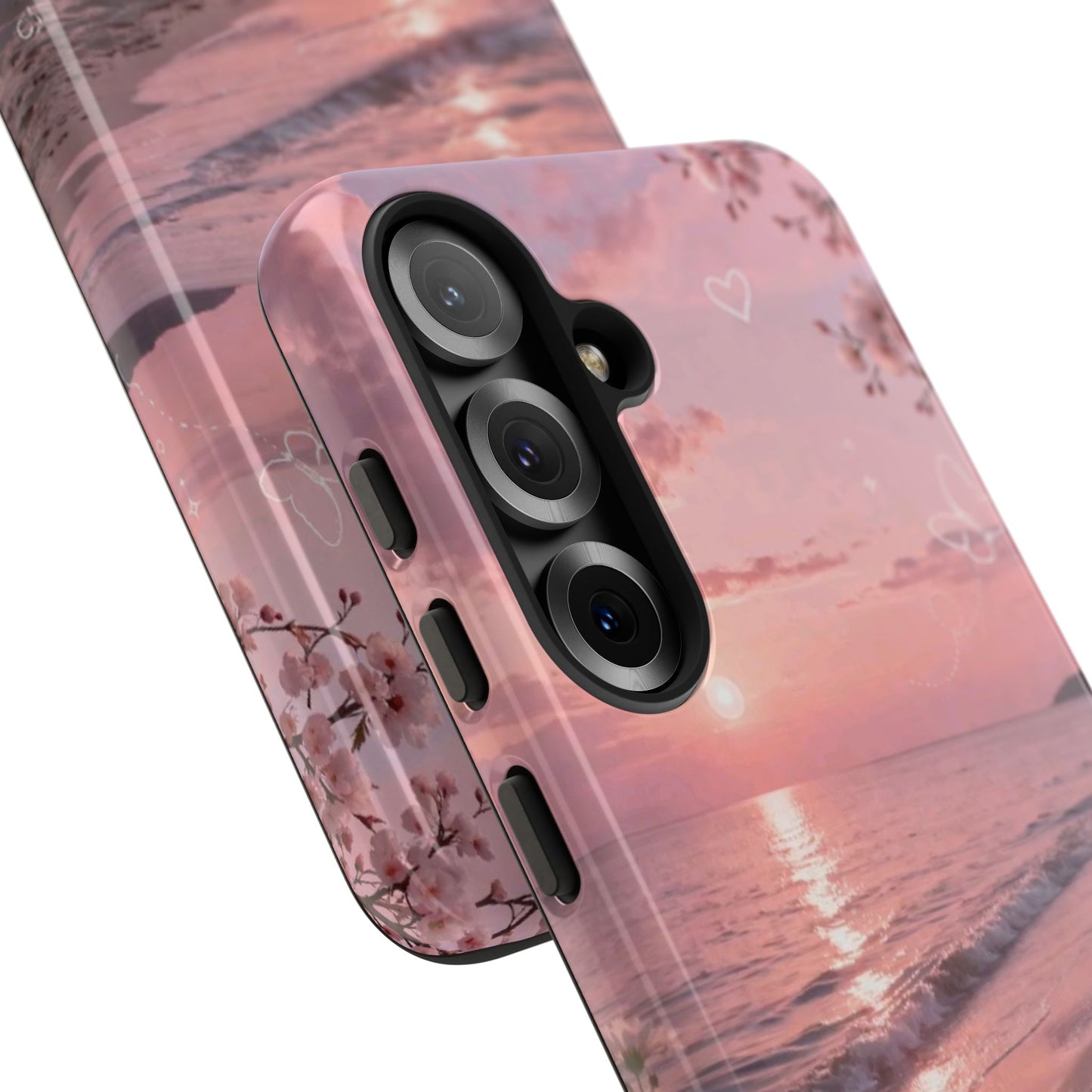 Pink Sunset Beach Phone Case "Romantic Seaside"