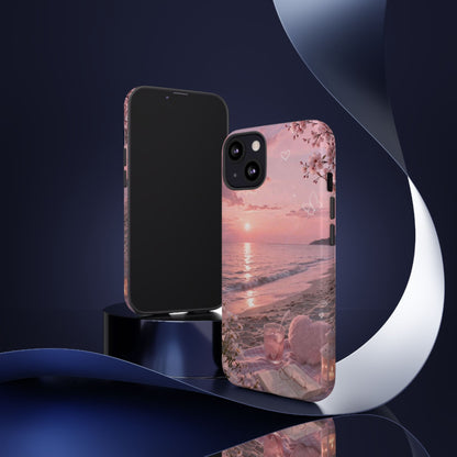 Pink Sunset Beach Phone Case "Romantic Seaside"