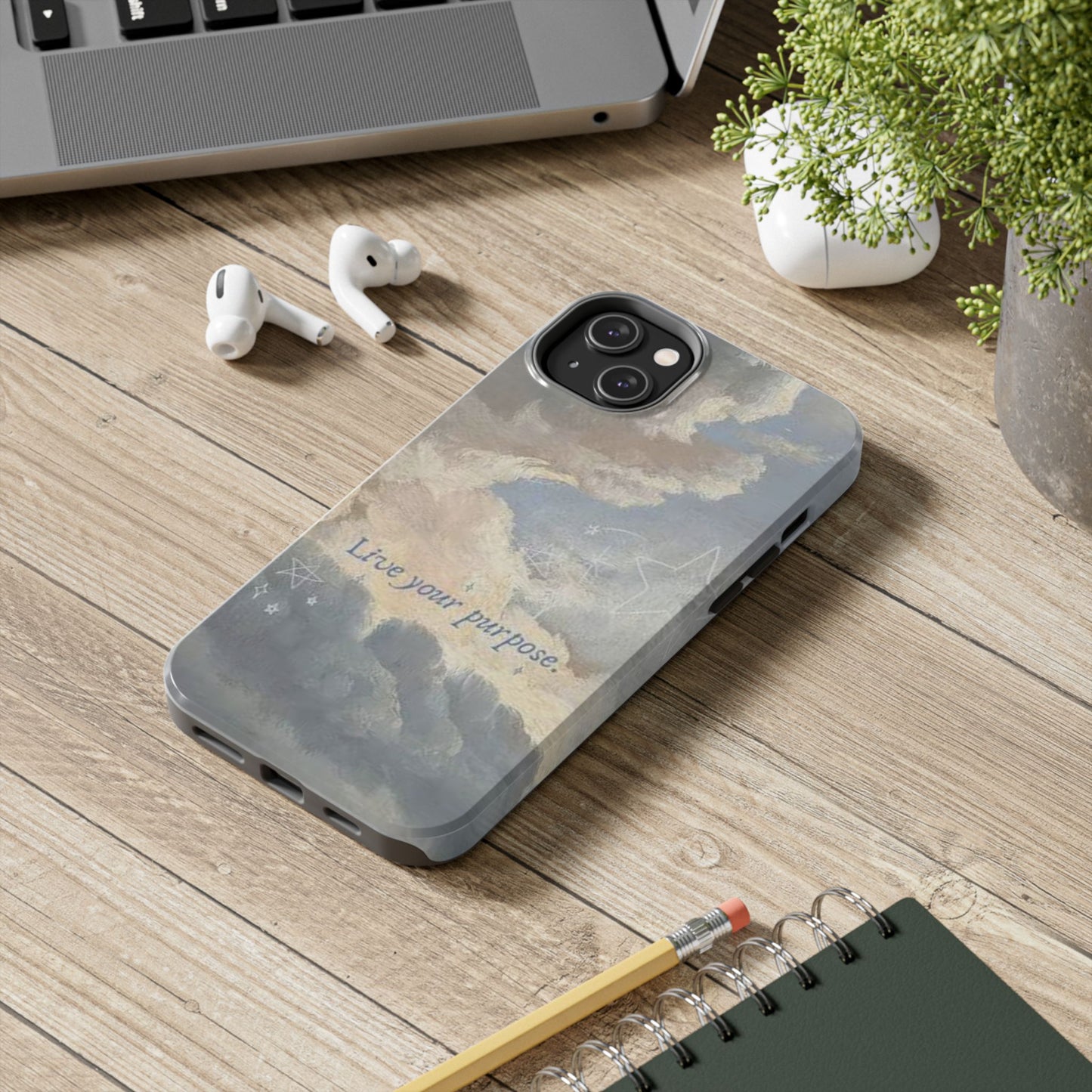 Cloudy Sky 'Live Your Purpose' Tough Phone Case — Motivational Protective Phone Cover
