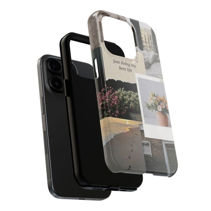 Inspirational Floral Phone Case – Cover with "Just Living My Best Life"