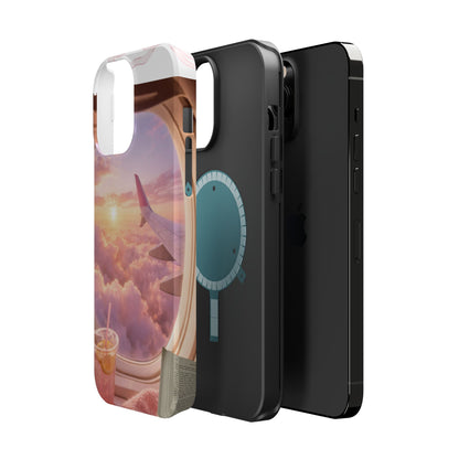 iPhone Magnetic Case "Airplane Window Sunset Travel"