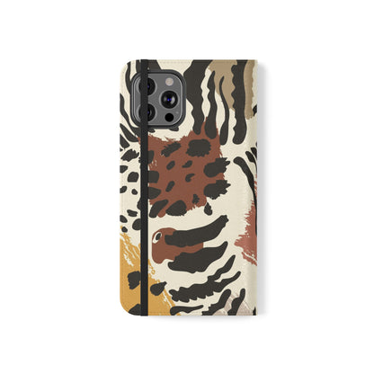 Leopard Patchwork Flip Wallet Case with Card Slots
