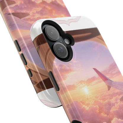 iPhone Magnetic Case "Airplane Window Sunset Travel"