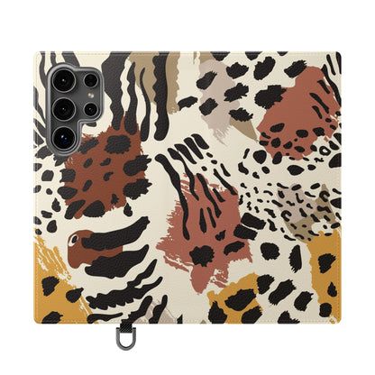 Leopard Patchwork Flip Wallet Case with Card Slots