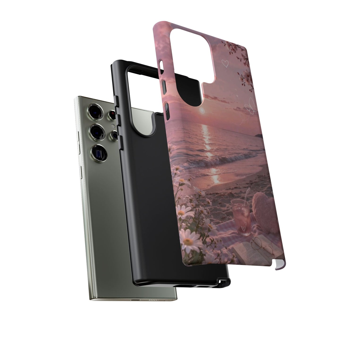 Pink Sunset Beach Phone Case "Romantic Coastal"