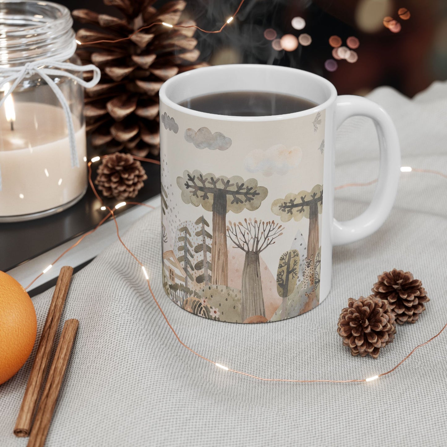 Woodland Friends Ceramic Mug — Whimsical Forest Animal Coffee Cup
