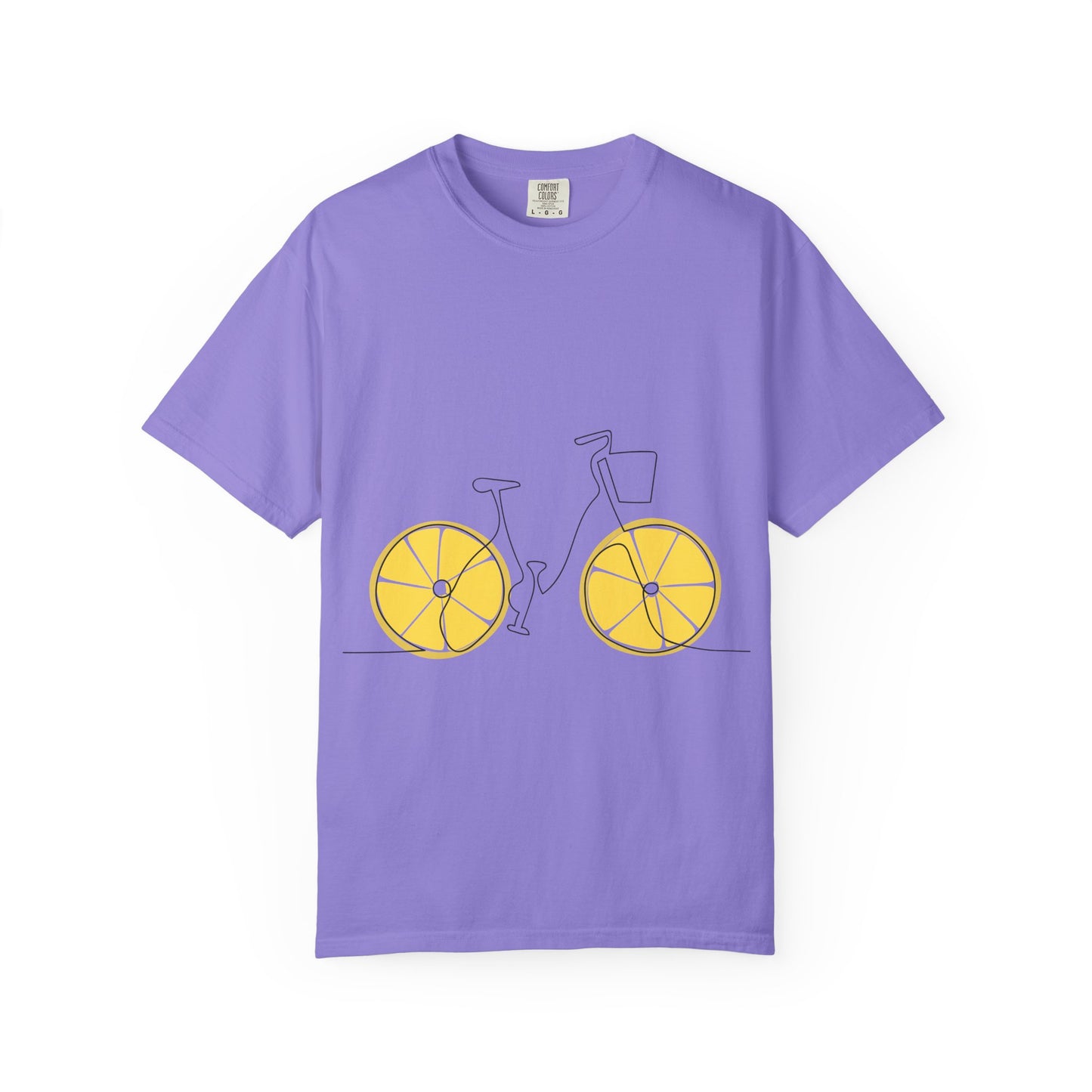 Lemon Wheel Bike T-Shirt — Citrus Bicycle Graphic  Coton Tee