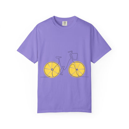 Lemon Wheel Bike T-Shirt — Citrus Bicycle Graphic  Coton Tee