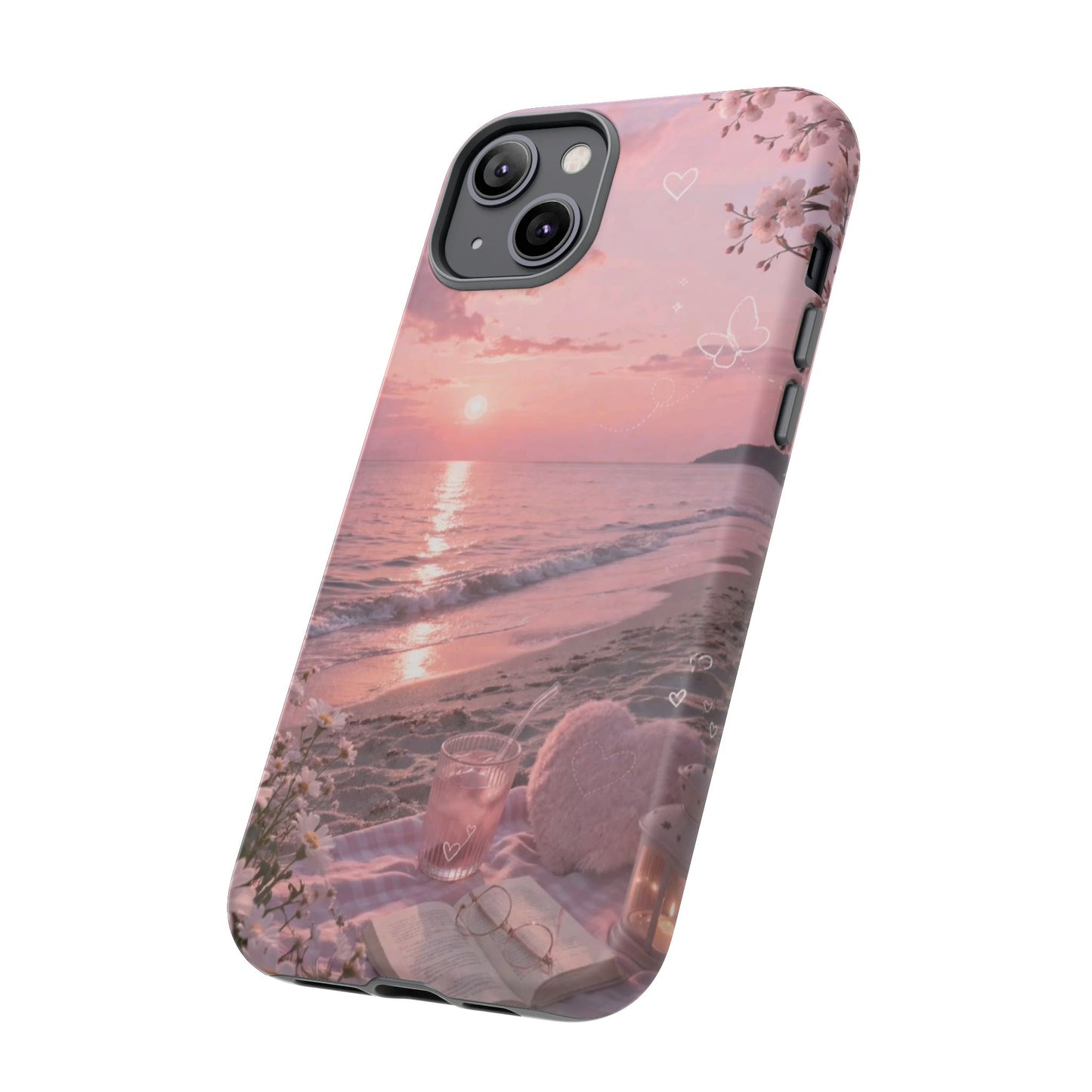 Pink Sunset Beach Phone Case "Romantic Seaside"