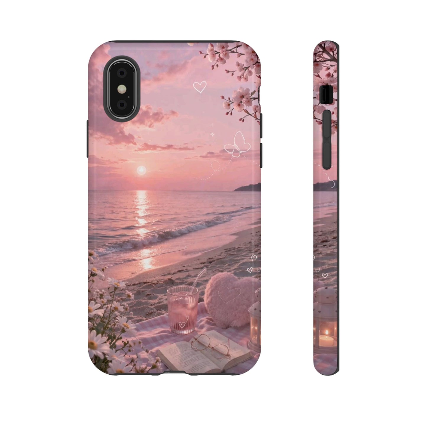 Pink Sunset Beach Phone Case "Romantic Seaside"