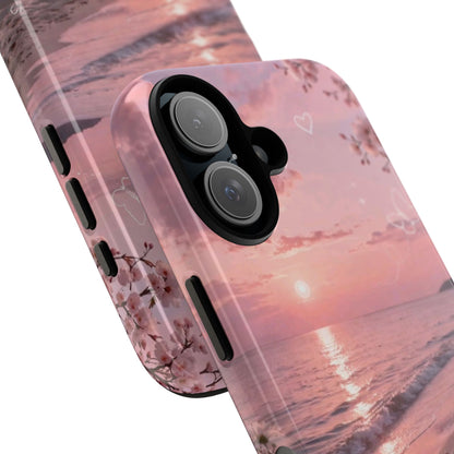Pink Sunset Beach Phone Case "Romantic Seaside"