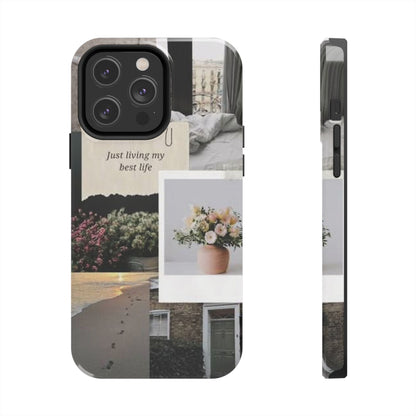 Inspirational Floral Phone Case – Cover with "Just Living My Best Life"