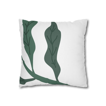 Botanical Leaf Throw Pillow — Green Leaves Decorative Pillowcase