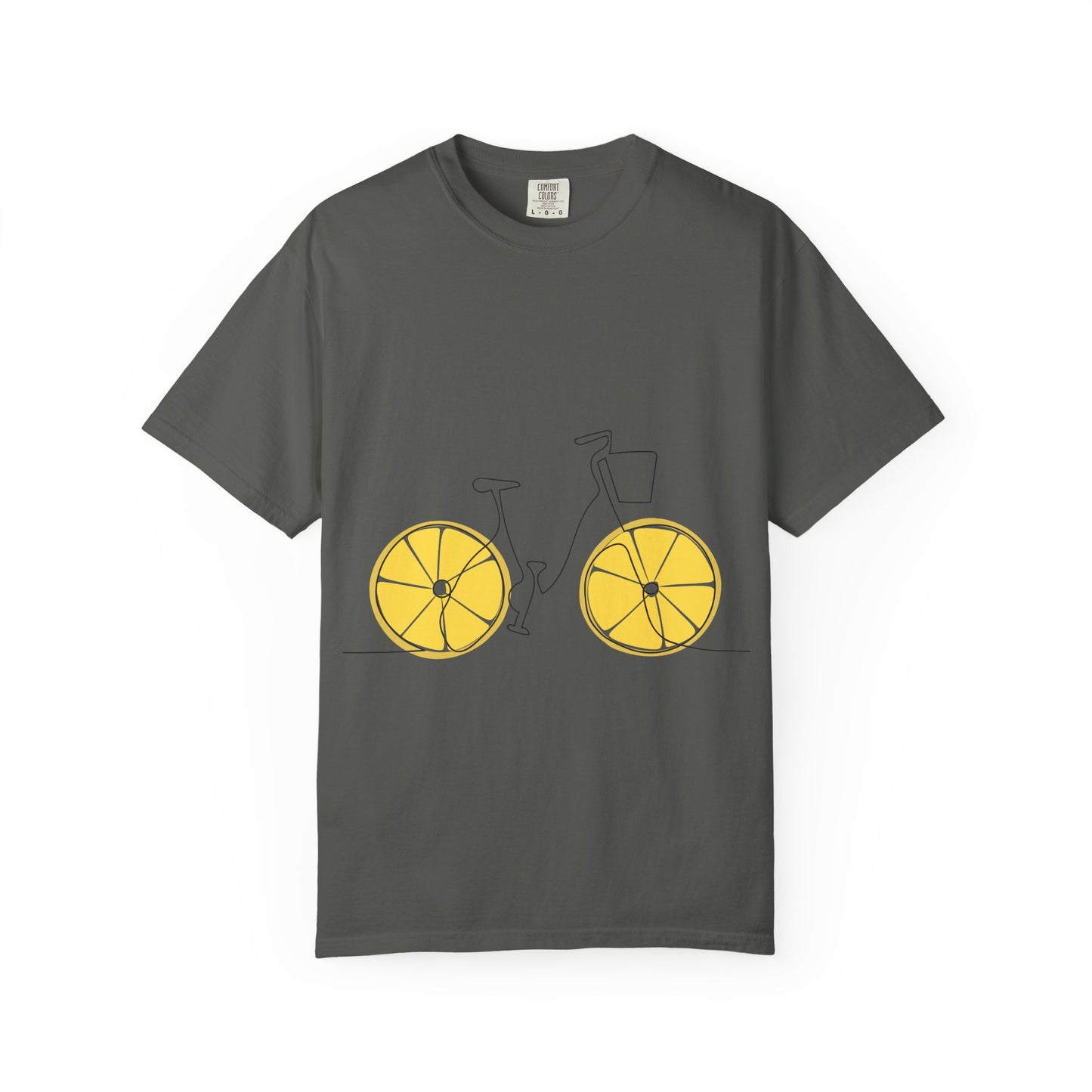 Lemon Wheel Bike T-Shirt — Citrus Bicycle Graphic  Coton Tee