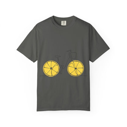 Lemon Wheel Bike T-Shirt — Citrus Bicycle Graphic  Coton Tee