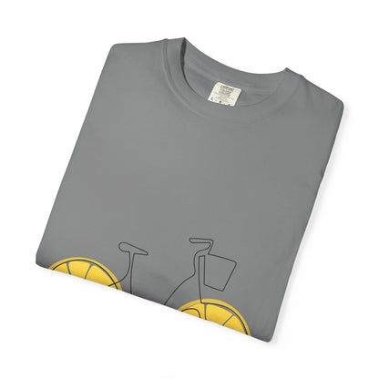 Lemon Wheel Bike T-Shirt — Citrus Bicycle Graphic  Coton Tee