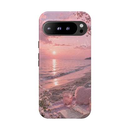Pink Sunset Beach Phone Case "Romantic Seaside"