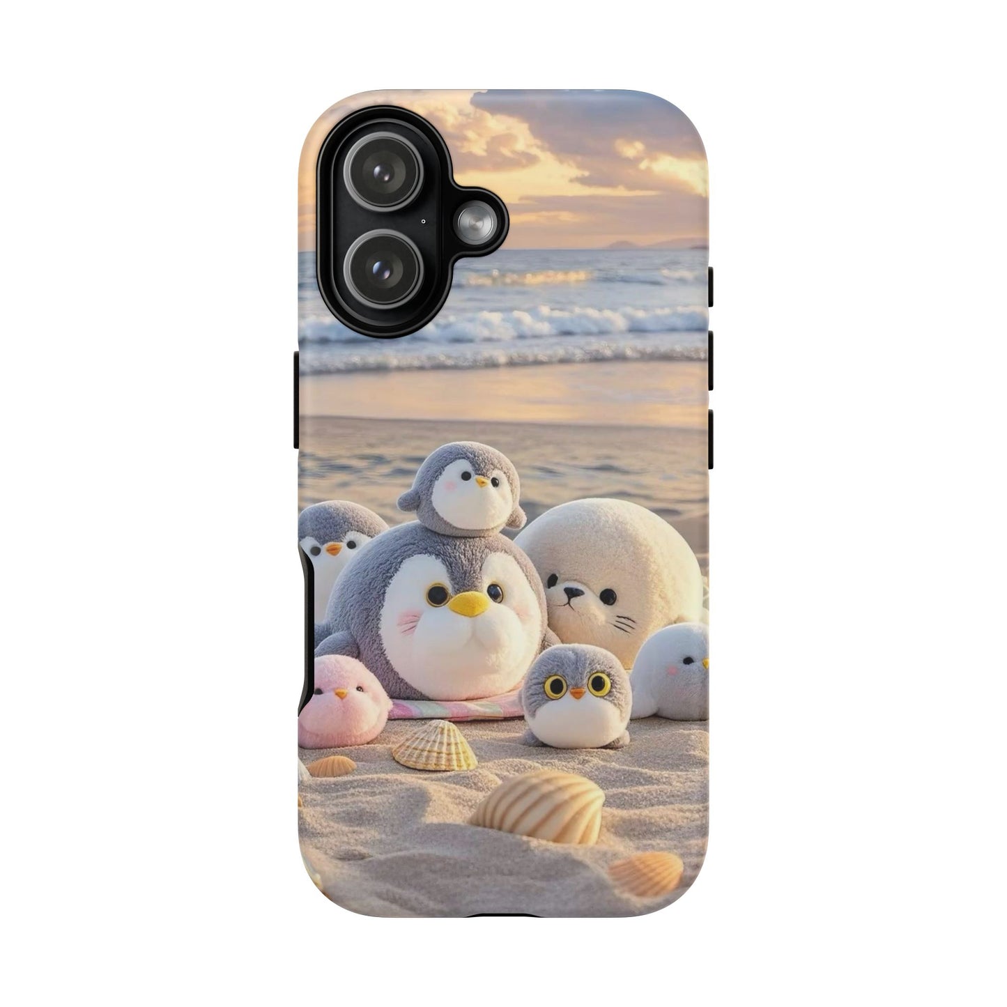 Cute Plush Penguins Beach Phone Case