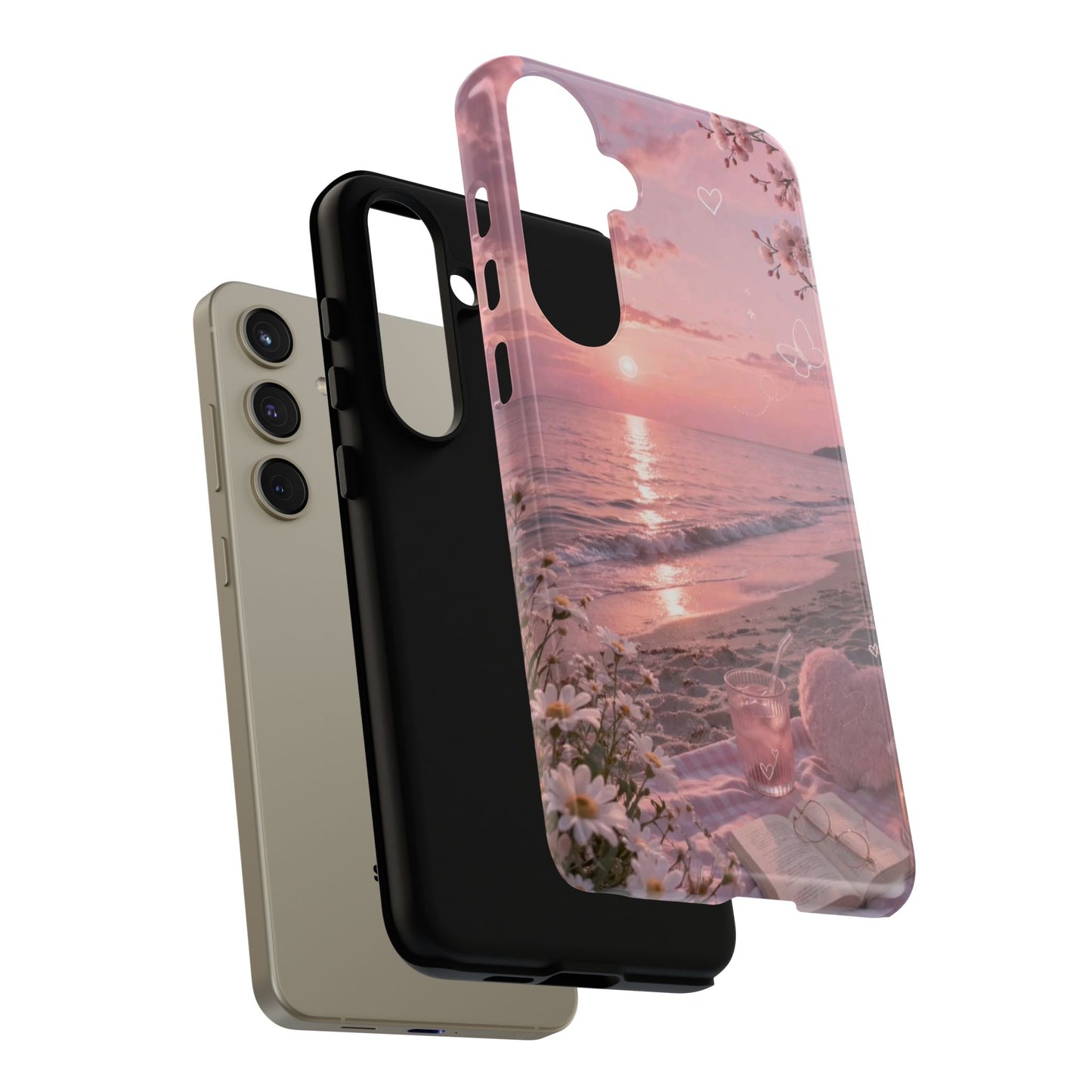 Pink Sunset Beach Phone Case "Romantic Seaside"