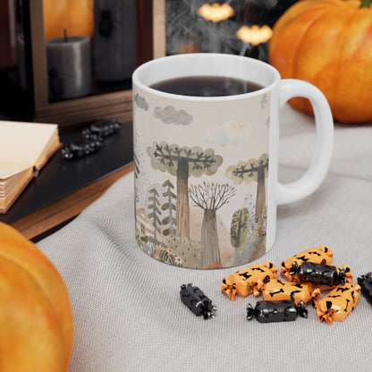 Woodland Friends Ceramic Mug — Whimsical Forest Animal Coffee Cup