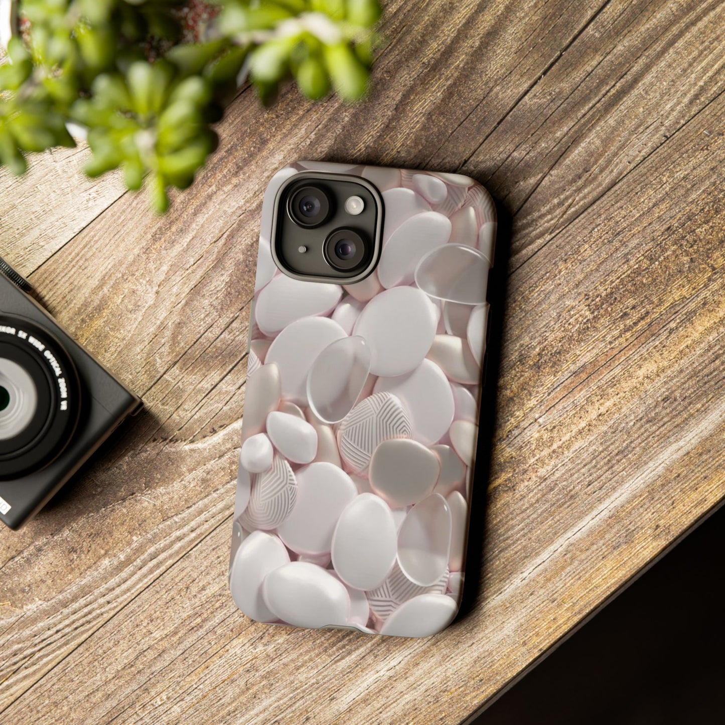 Phone Case – Soft Pink Pebble Pattern Protective Tough Case