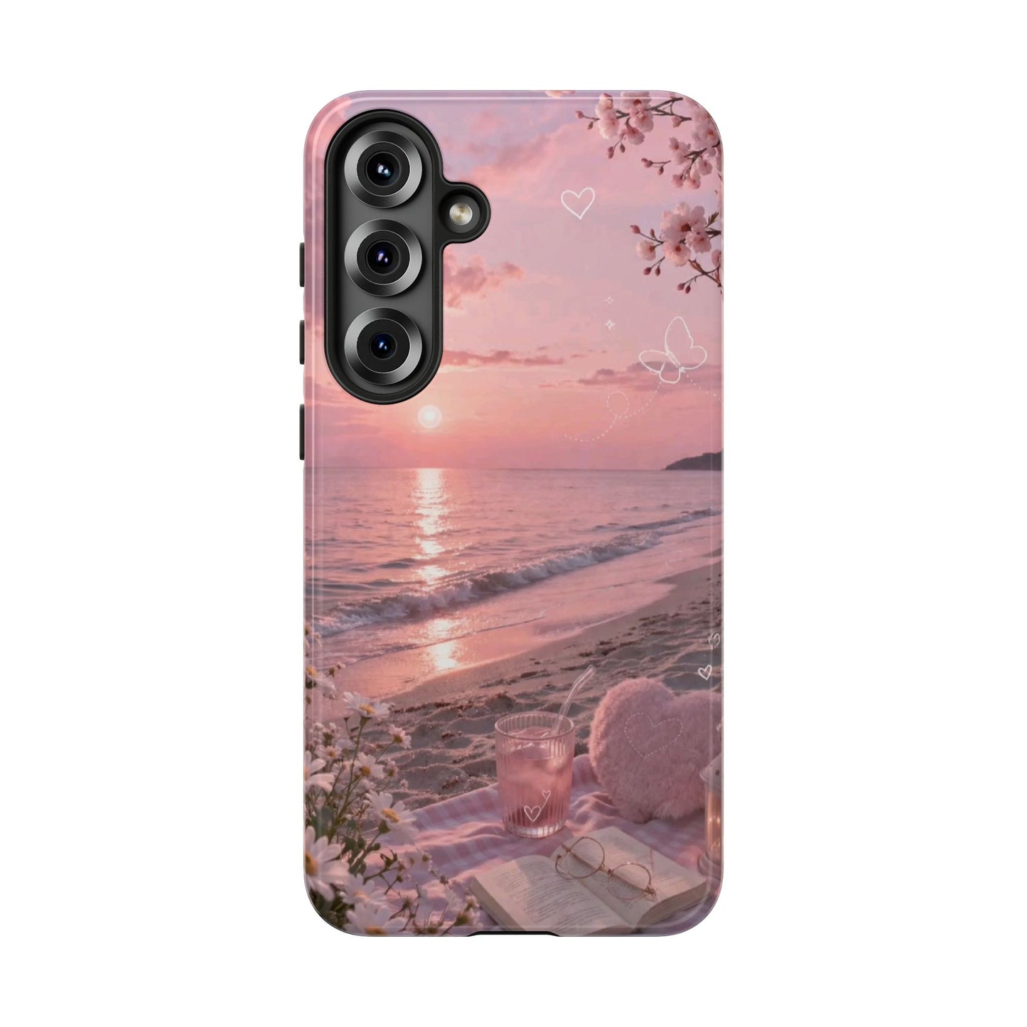 Pink Sunset Beach Phone Case "Romantic Seaside"