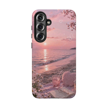 Pink Sunset Beach Phone Case "Romantic Seaside"