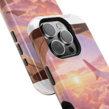 iPhone Magnetic Case "Airplane Window Sunset Travel"