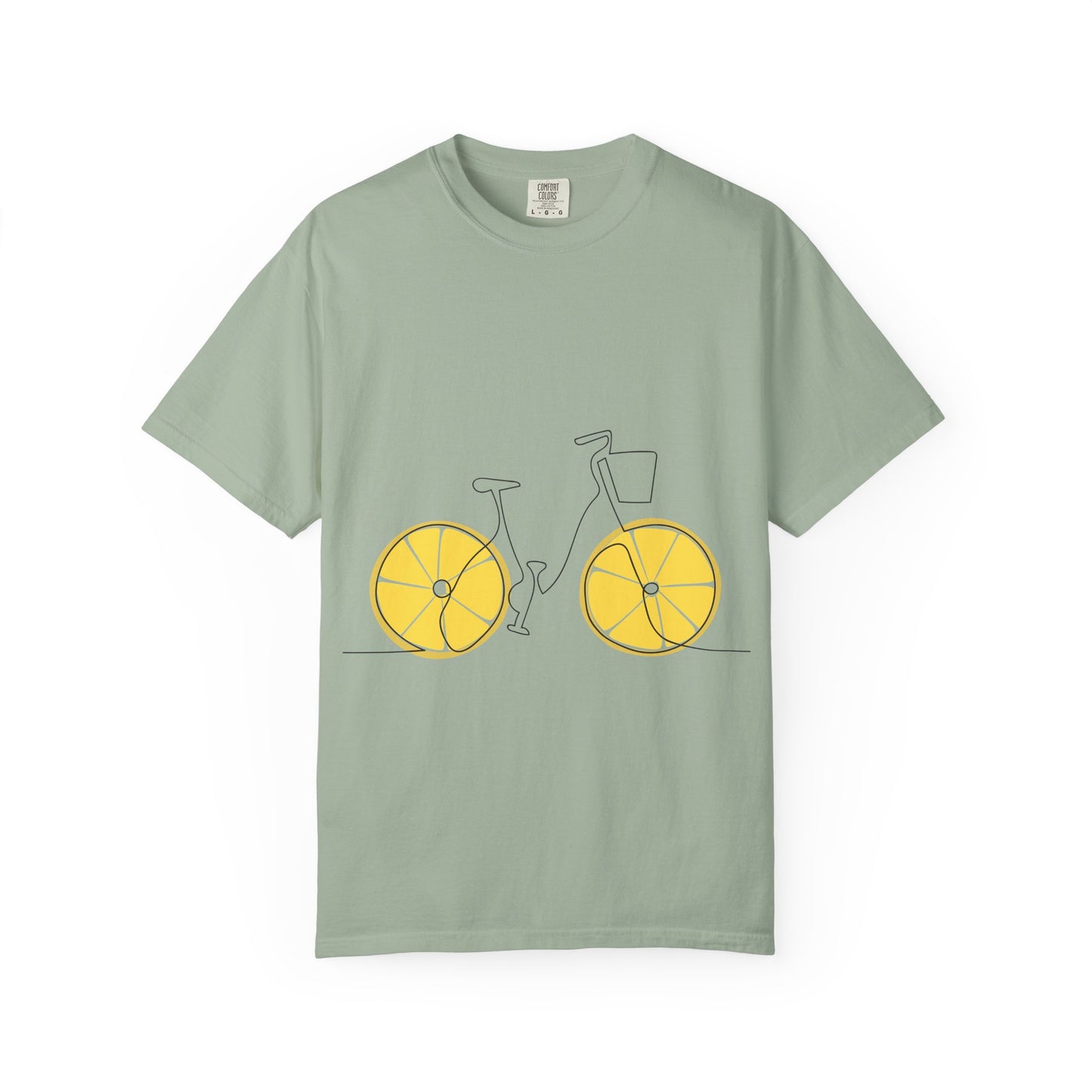 Lemon Wheel Bike T-Shirt — Citrus Bicycle Graphic  Coton Tee