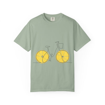 Lemon Wheel Bike T-Shirt — Citrus Bicycle Graphic  Coton Tee