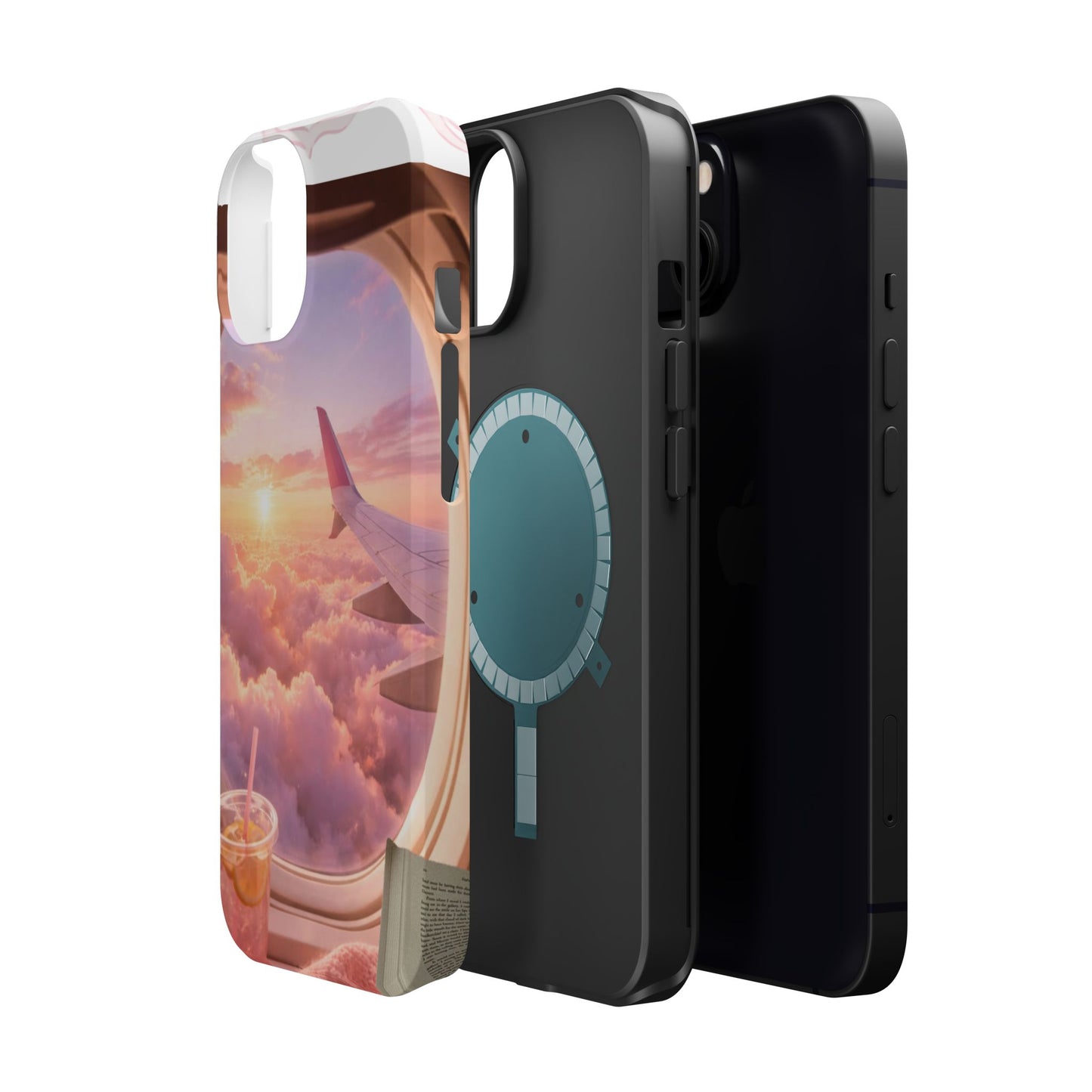 iPhone Magnetic Case "Airplane Window Sunset Travel"