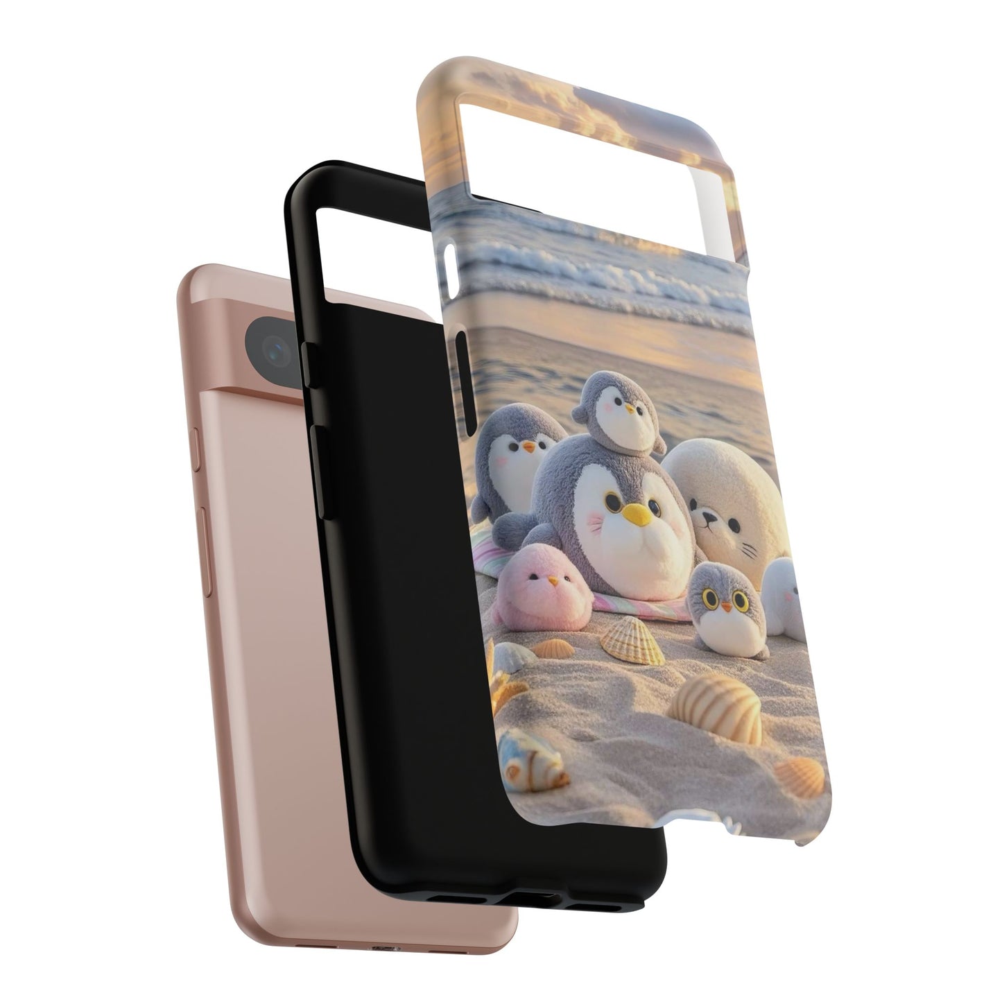 Cute Plush Penguins Beach Phone Case