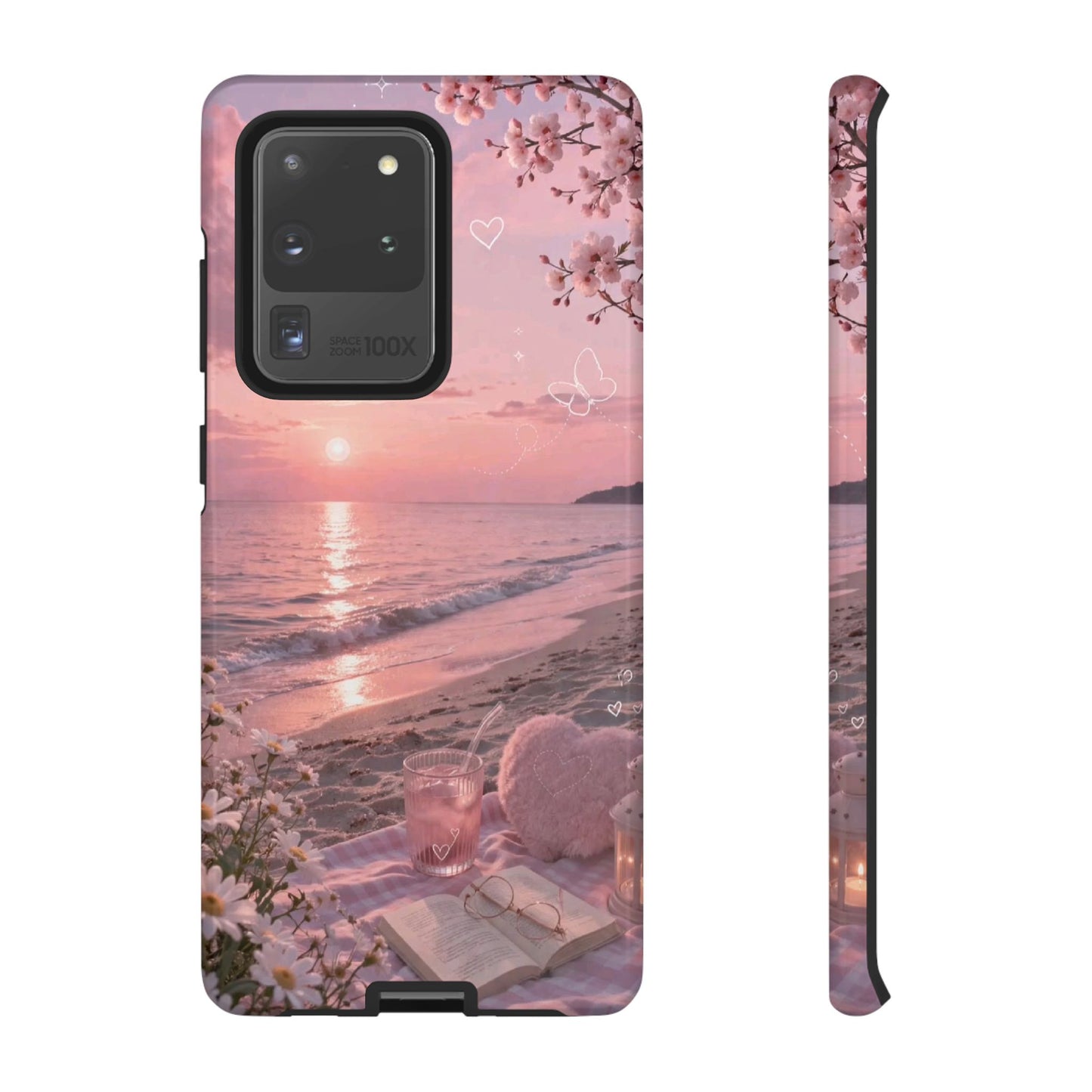 Pink Sunset Beach Phone Case "Romantic Coastal"