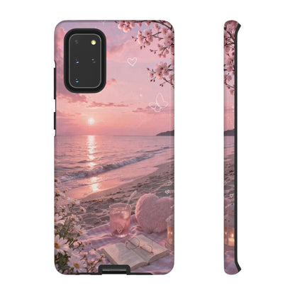 Pink Sunset Beach Phone Case "Romantic Coastal"