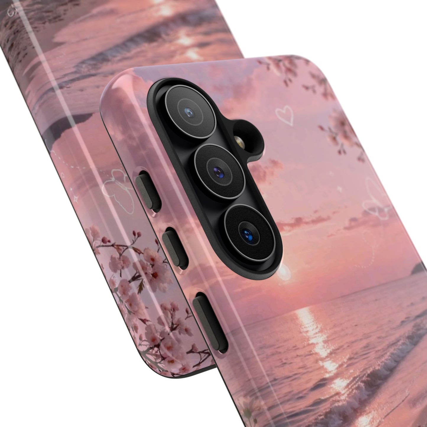 Pink Sunset Beach Phone Case "Romantic Seaside"