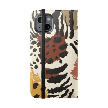 Leopard Patchwork Flip Wallet Case with Card Slots