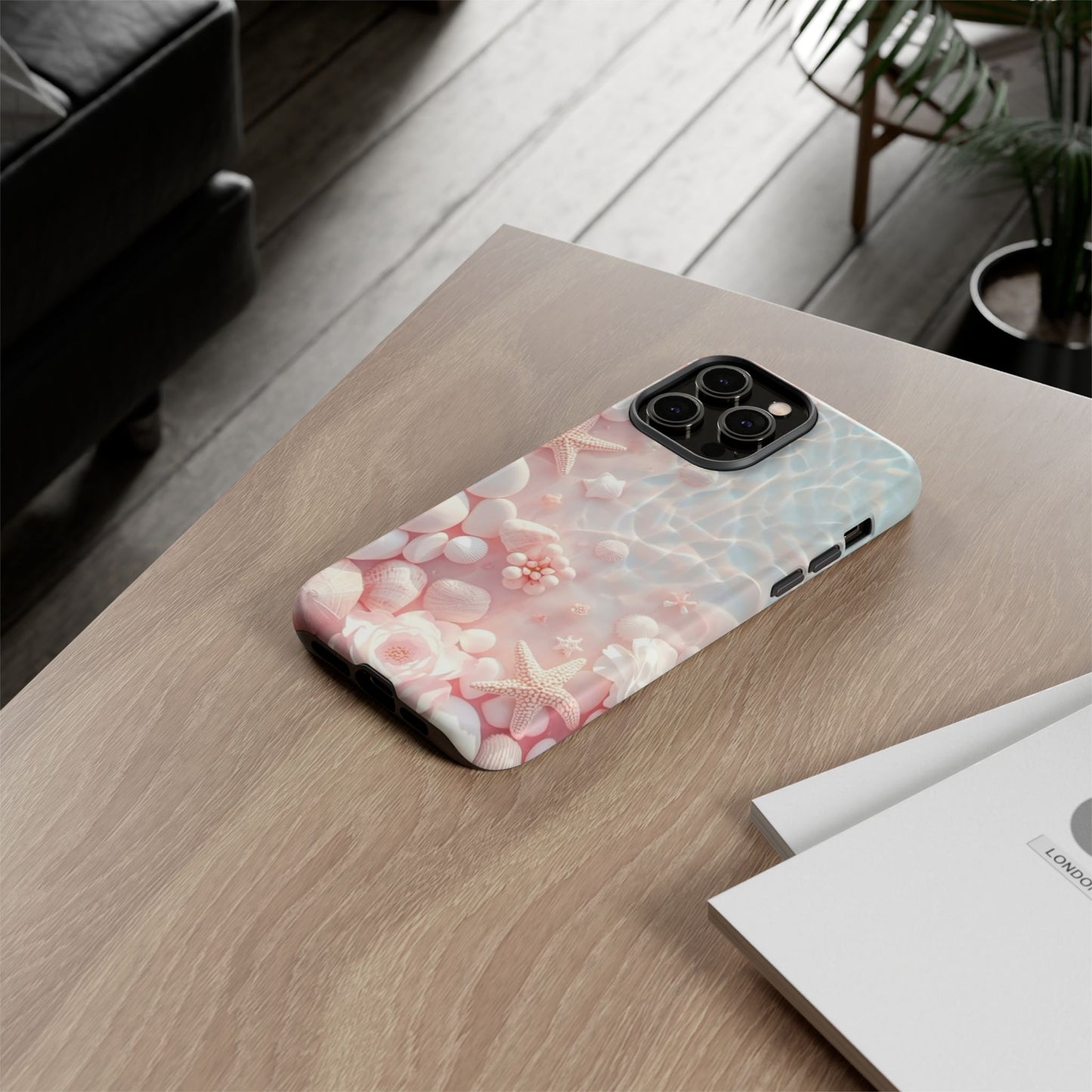 Phone Case — Pink Seashell Starfish Beach Waterproof Design