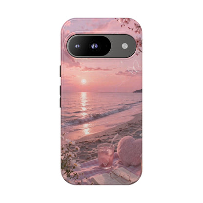 Pink Sunset Beach Phone Case "Romantic Seaside"