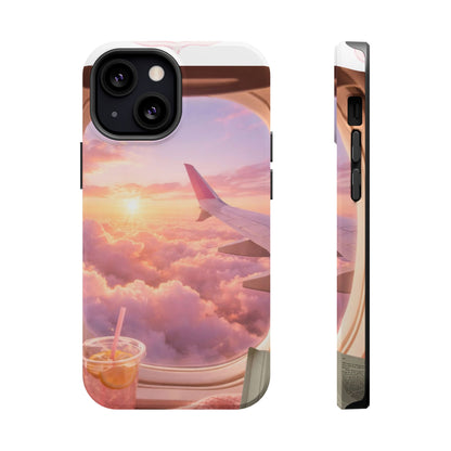 iPhone Magnetic Case "Airplane Window Sunset Travel"